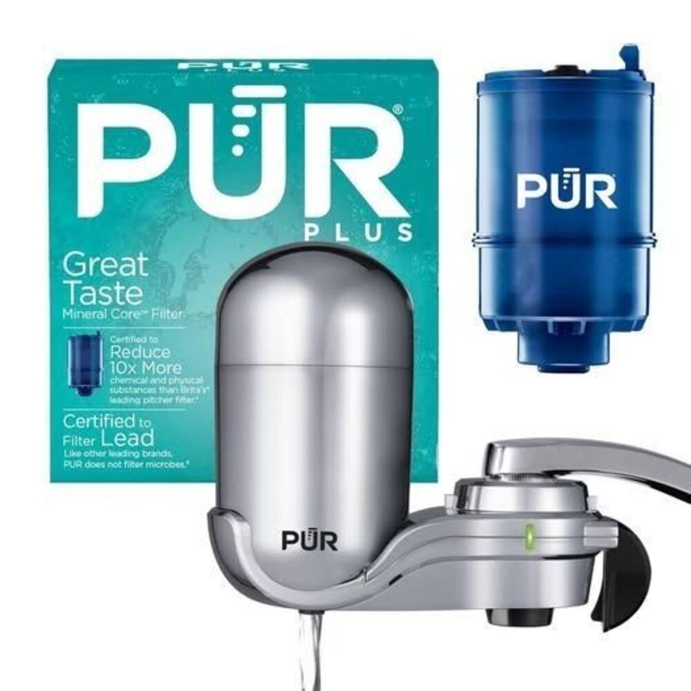 PUR Plus Vertical Faucet Mount Water Filtration System, Lead-Reducing Filter